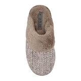 Cleo Ladies Knit Fur Lined Slippers Mule Mocha