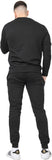 Mens Plain Crew Neck Fleece Slim Fit Tracksuit Black