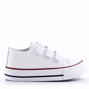 James Kids Triple Strap Canvas Trainers White