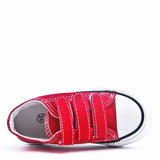 James Kids Triple Strap Canvas Trainers Red