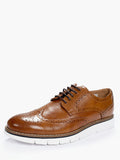 Brad Mens Formal Brogue Faux Leather Contrast Sole Lace Up Shoe Tan