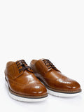 Brad Mens Formal Brogue Faux Leather Contrast Sole Lace Up Shoe Tan