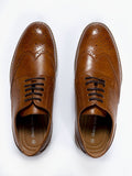 Brad Mens Formal Brogue Faux Leather Contrast Sole Lace Up Shoe Tan