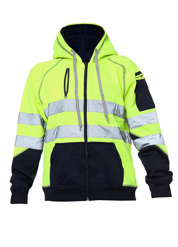 James Mens High Visibility Jacket High Vis Hoodie Hooded Top Yellow