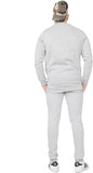 Mens Plain Crew Neck Fleece Slim Fit Tracksuit Grey