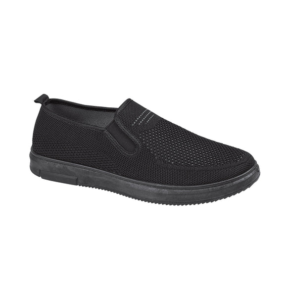 Darwin Mens Slip On Twin Gusset Leisure Shoes Trainers Black