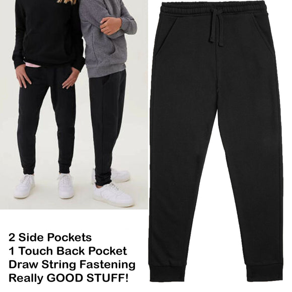 Its Nice Kids Tracksuit Plain Jogger Sweatpants Bottoms Black