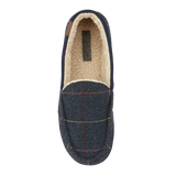 Glengarry Mens Fleece Lined Luxury Winter Warm Lounge Moccasin Slipper Navy Blue