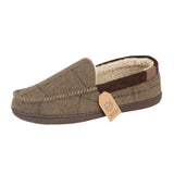 Glengarry Mens Fleece Lined Luxury Winter Warm Lounge Moccasin Slipper Brown