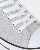 Marisa Ladies Glittery Canvas Sneakers Trainers Silver