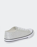 Marisa Ladies Glittery Canvas Sneakers Trainers Silver