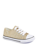 Marisa Ladies Glittery Canvas Sneakers Trainers Gold