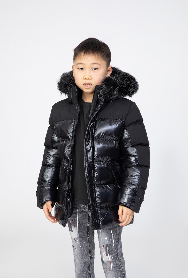 Boys High Quality Puffa Jacket Padded School Kid Coat Hooded Fur Fleece Children