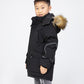 Boys Kids School Coat Puffer Hooded Fur Lined Winter Outwear Fleece Parka Jacket