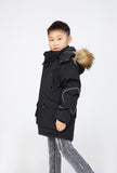 Boys Kids School Coat Puffer Hooded Fur Lined Winter Outwear Fleece Parka Jacket