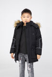 Boys Kids School Coat Puffer Hooded Fur Lined Winter Outwear Fleece Parka Jacket