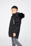 Childrens Boys Winter Parka Coat Fur Zip Pocket Hood Hooded Fleece School Jacket