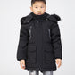 Childrens Boys Winter Parka Coat Fur Zip Pocket Hood Hooded Fleece School Jacket