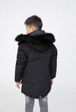 Childrens Boys Winter Parka Coat Fur Zip Pocket Hood Hooded Fleece School Jacket