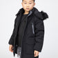 Childrens Boys Winter Parka Coat Fur Zip Pocket Hood Hooded Fleece School Jacket
