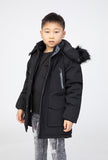 Childrens Boys Winter Parka Coat Fur Zip Pocket Hood Hooded Fleece School Jacket