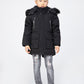 Childrens Boys Winter Parka Coat Fur Zip Pocket Hood Hooded Fleece School Jacket