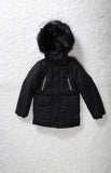 Childrens Boys Winter Parka Coat Fur Zip Pocket Hood Hooded Fleece School Jacket