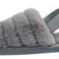 Isis Girls Open Toe Slingback Kids Fur Sandals Slippers Grey