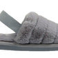 Isis Girls Open Toe Slingback Kids Fur Sandals Slippers Grey