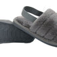 Isis Girls Open Toe Slingback Kids Fur Sandals Slippers Grey