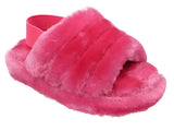 Alaska Girls Kids Childrens Slingback Furry Faux Fur Slippers Mules Fuchsia