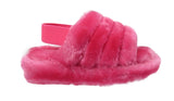 Alaska Girls Kids Childrens Slingback Furry Faux Fur Slippers Mules Fuchsia