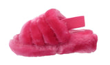 Alaska Girls Kids Childrens Slingback Furry Faux Fur Slippers Mules Fuchsia