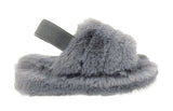 Alaska Girls Kids Childrens Slingback Furry Faux Fur Slippers Mules Grey