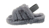 Alaska Girls Kids Childrens Slingback Furry Faux Fur Slippers Mules Grey