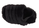 Alaska Girls Kids Childrens Slingback Furry Faux Fur Slippers Mules Black