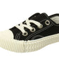 Venus Girls Lace Up Canvas Pumps Plimsolls Trainers Sneakers Black