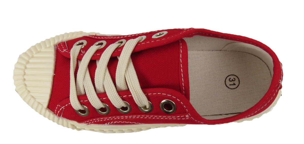 Venus Girls Lace Up Canvas Pumps Plimsolls Trainers Sneakers Red