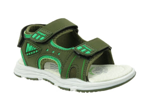 Duncan Boys Double Touch Strap Sports Sandals Shoes Tarmac Green