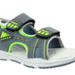 Duncan Boys Double Touch Strap Sports Sandals Shoes Electric Green Grey