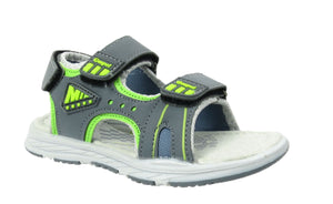 Duncan Boys Double Touch Strap Sports Sandals Shoes Electric Green Grey