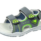 Duncan Boys Double Touch Strap Sports Sandals Shoes Electric Green Grey