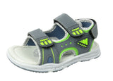 Duncan Boys Double Touch Strap Sports Sandals Shoes Electric Green Grey