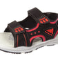 Duncan Boys Double Touch Strap Sports Sandals Shoes Black Red