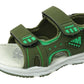 Duncan Boys Double Touch Strap Sports Sandals Shoes Tarmac Green