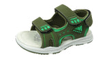 Duncan Boys Double Touch Strap Sports Sandals Shoes Tarmac Green