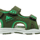 Duncan Boys Double Touch Strap Sports Sandals Shoes Tarmac Green