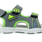 Duncan Boys Double Touch Strap Sports Sandals Shoes Electric Green Grey