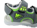 Duncan Boys Double Touch Strap Sports Sandals Shoes Electric Green Grey