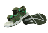 Duncan Boys Double Touch Strap Sports Sandals Shoes Tarmac Green